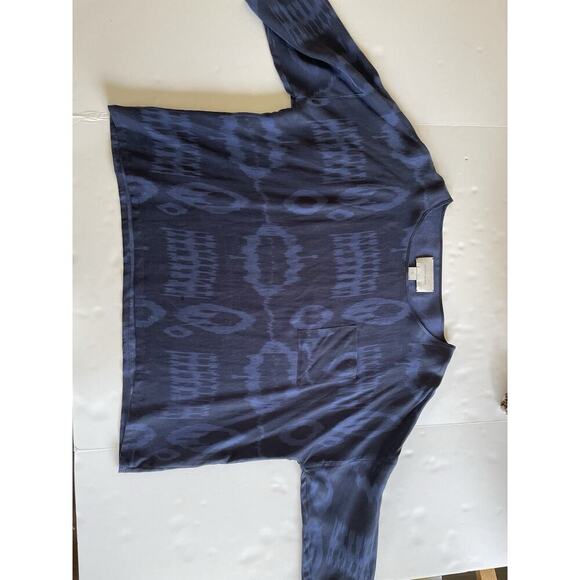 Brochu Walker blue okay boxy short sleeve blouse top size L relaxed - Picture 6 of 8